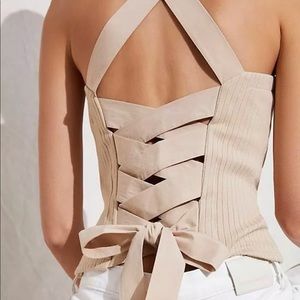 Anthropologie Porridge Back Lace Up Tank - M